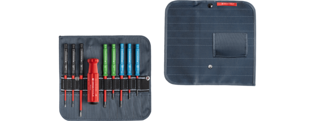 Classic VDE Slim screwdriver set in a compact high-quality roll-up textile case