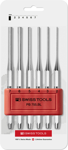 PB Swiss Tools 755.B Set of 5 Chrome Plated Punch Tools in Plastic Clip